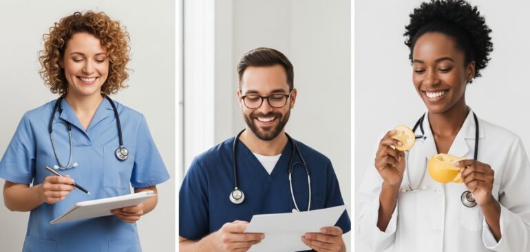 Uma composição visual sobre gestão logística moderna. Ao centro, um tablet exibe um mapa com rotas de entrega e ícones de rastreamento. À esquerda, um caminhão de carga branco viaja por uma estrada ao pôr do sol. À direita, um profissional em um escritório monitora dados em tempo real. A imagem simboliza a conectividade e a eficiência no transporte de mercadorias.